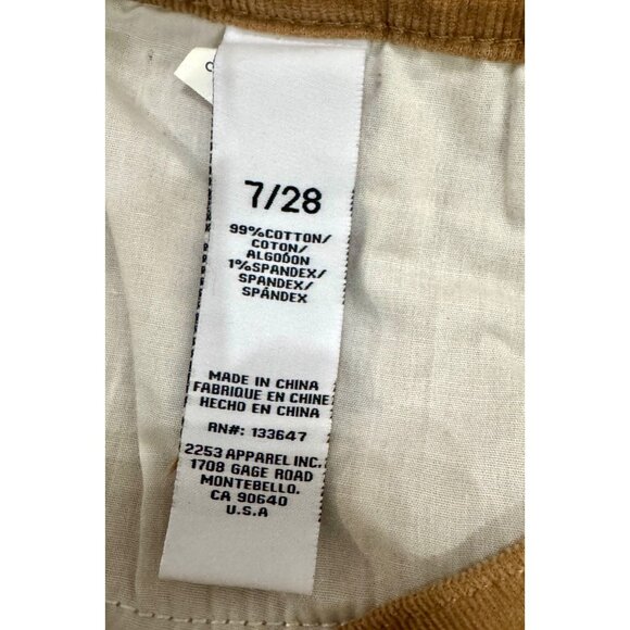 RE Generation Pants High Rise Flare Corduroy Camel Flower Fray Ends 7/28 - Picture 4 of 4